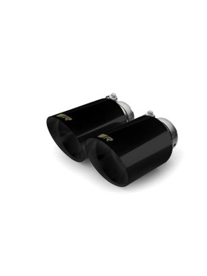 Stainless steel tail pipe set: 4 tail pipes Ø 102 mm angled, straight cut, Black Chrome, with adjustable spherical clamp connection