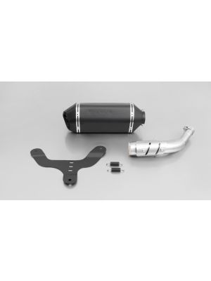 SPORTEXHAUST, slip on (muffler with connecting tube no cat.) with heat shield for Vespa GTS 300 ie Super / GTV 300 Sei Giorni, stainless steel black, without EC homologation