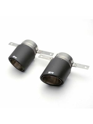 Endrohr-Set li/re je 1 Carbon-Endrohr Ø102 mm, Innenaufbau Titan, mit Montageaufnahmen für die Serienheckschürze