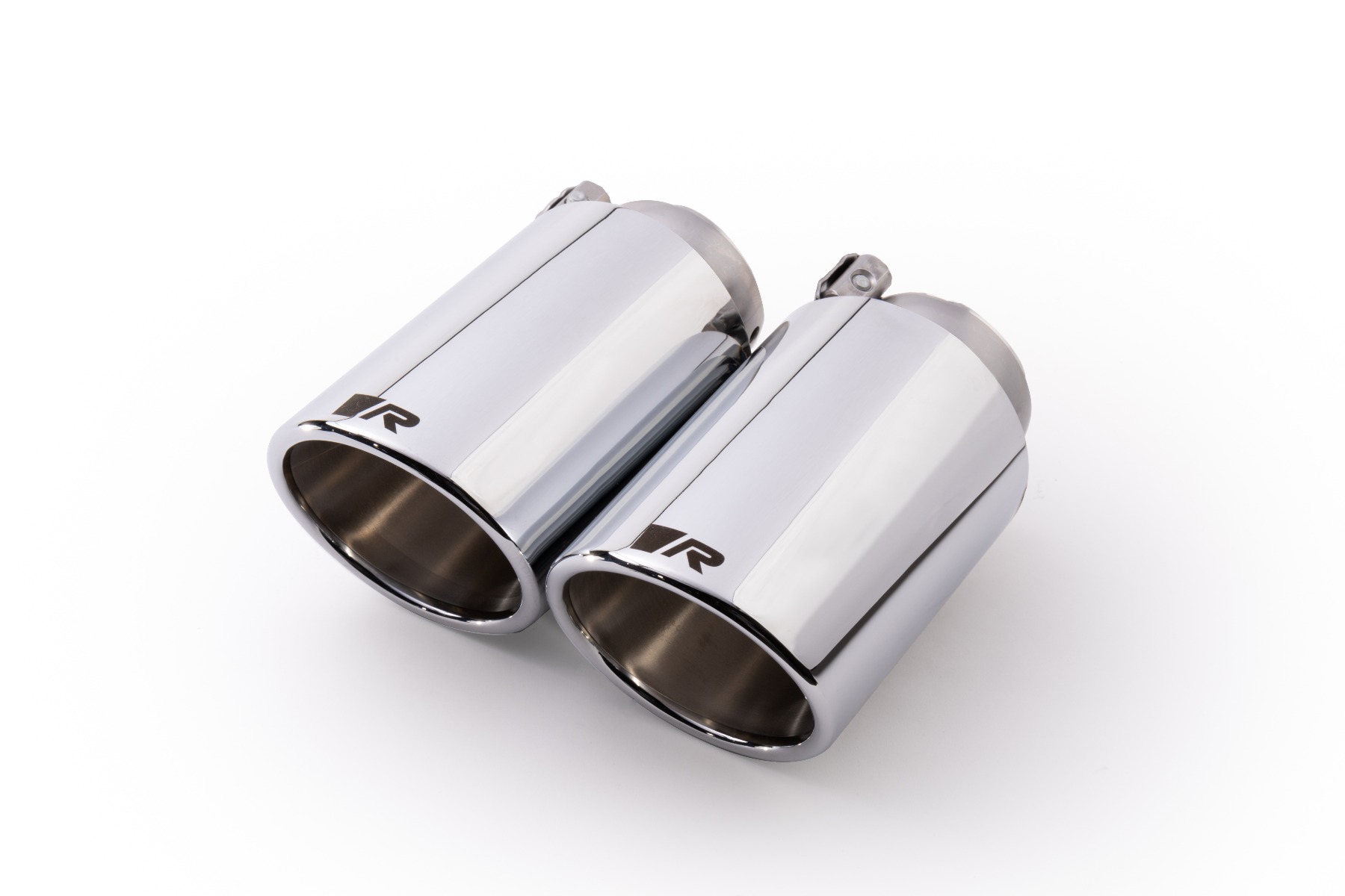 tail pipe set L/R each 1 tail pipe Ø 102 mm angled, chromed, with