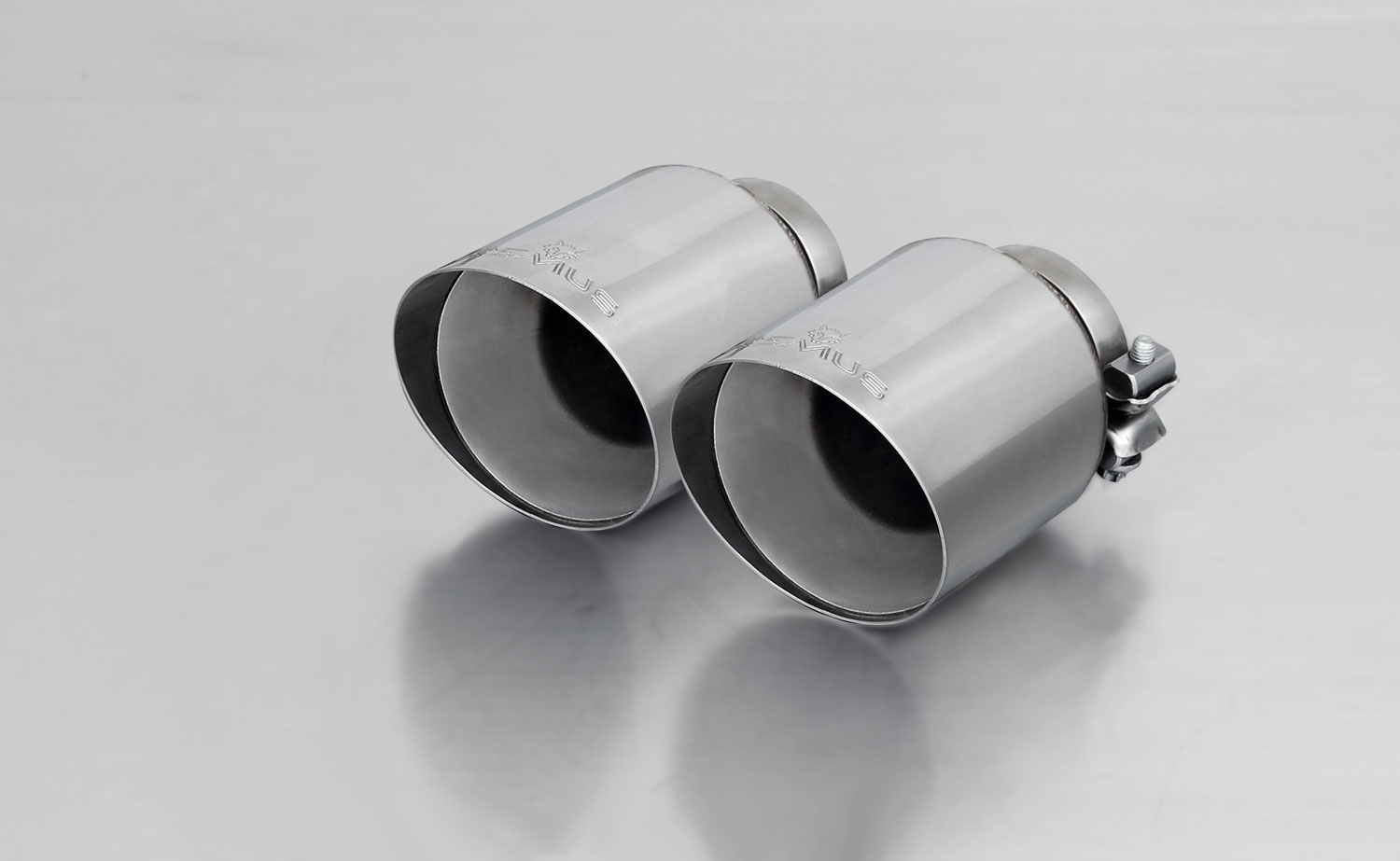 tail pipe set L/R with each 2 tail pipes Ø 102 mm angled, straight cut