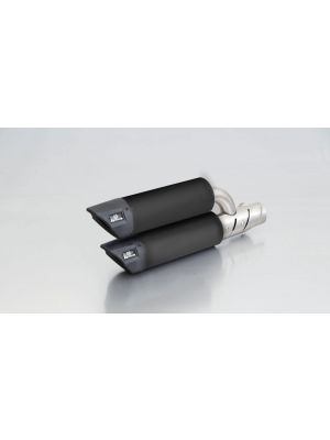 RSC Dual Flow, slip on (muffler with connecting tube incl. Euro 4 cat.) with heat shield for Vespa GTS 300 ie Super / GTV 300 Sei Giorni, stainless steel black, with EC homologation