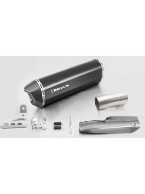 BLACK HAWK, slip on (muffler with connecting tube) incl. CARBON heat protecting shield for BMW R 1200 R/RS, stainless steel black, 66mm, incl. EC homologation
