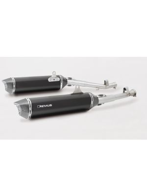 RACING BLACK HAWK, slip on (muffler) left/right incl. connecting tube for BMW K 1600 GT and K 1600 GTL, stainless steel black, 54 mm, no EC homologation